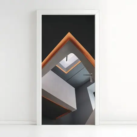 Türaufkleber minimalistisches geometrisches interieur mit oberlicht – Pixers®
