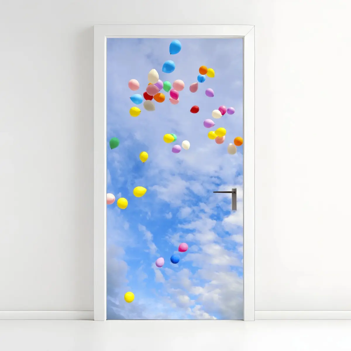 Türaufkleber bunte luftballons steigen in den himmel – Pixers®