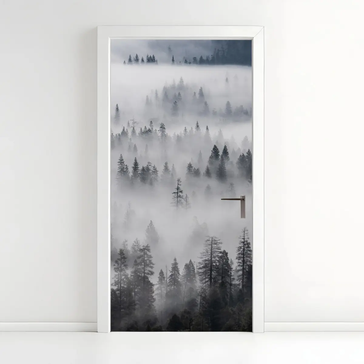 Türaufkleber nebeliger kiefernwald – Pixers®