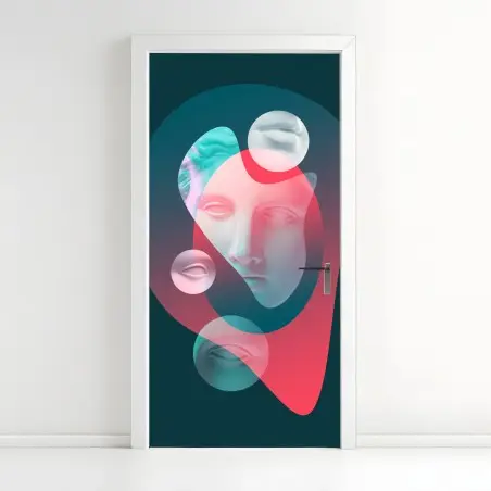 Türaufkleber surreales klassisches gesicht im duoton – Pixers®