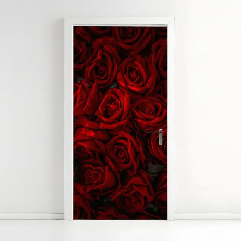 Türaufkleber intensive rote rosen nahaufnahme