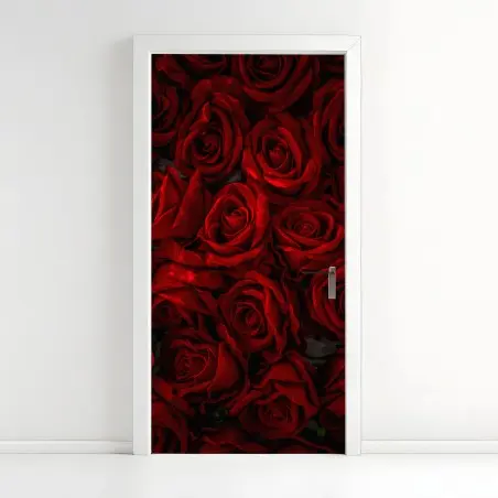 Türaufkleber intensive rote rosen nahaufnahme – Pixers®