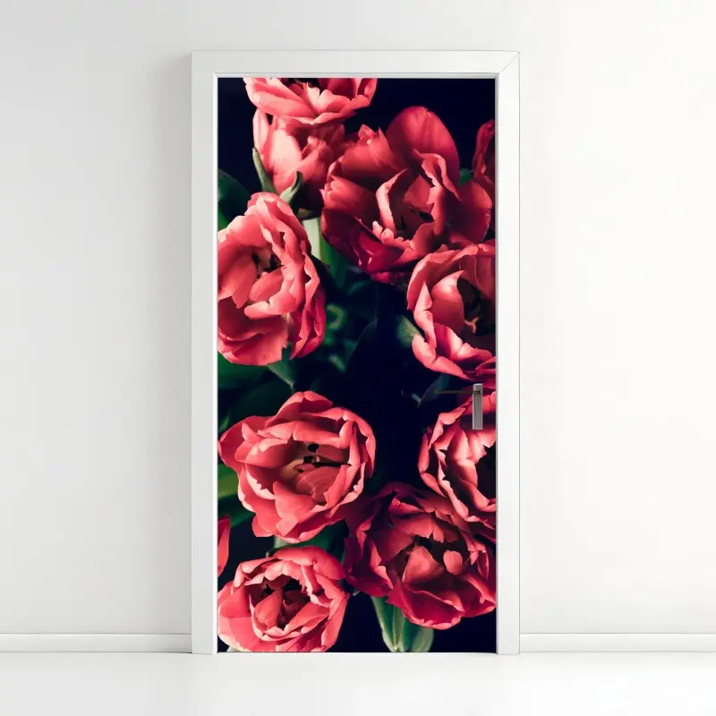 Türaufkleber stimmungsvolles rosa tulpenbukett