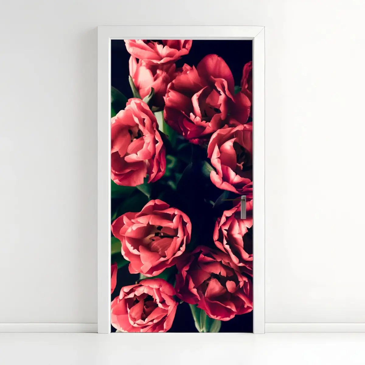Türaufkleber stimmungsvolles rosa tulpenbukett – Pixers®