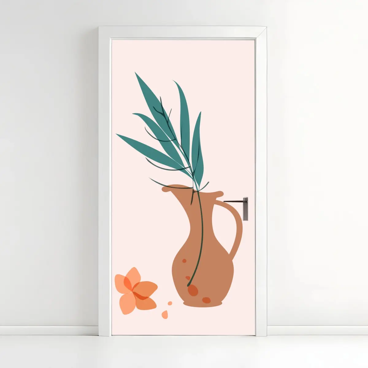 Türaufkleber pastell botanische vase mit blättern – Pixers®