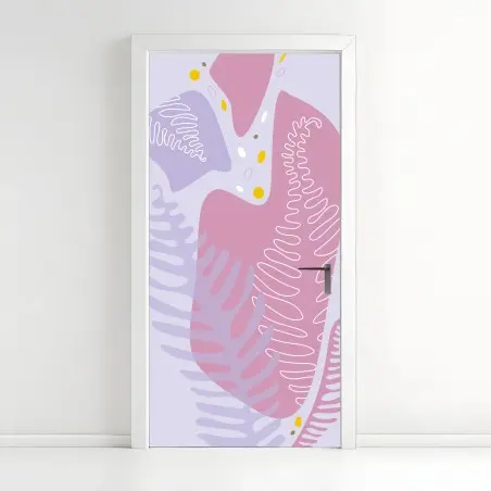 Türaufkleber zarte pastell-botanische abstraktion – Pixers®