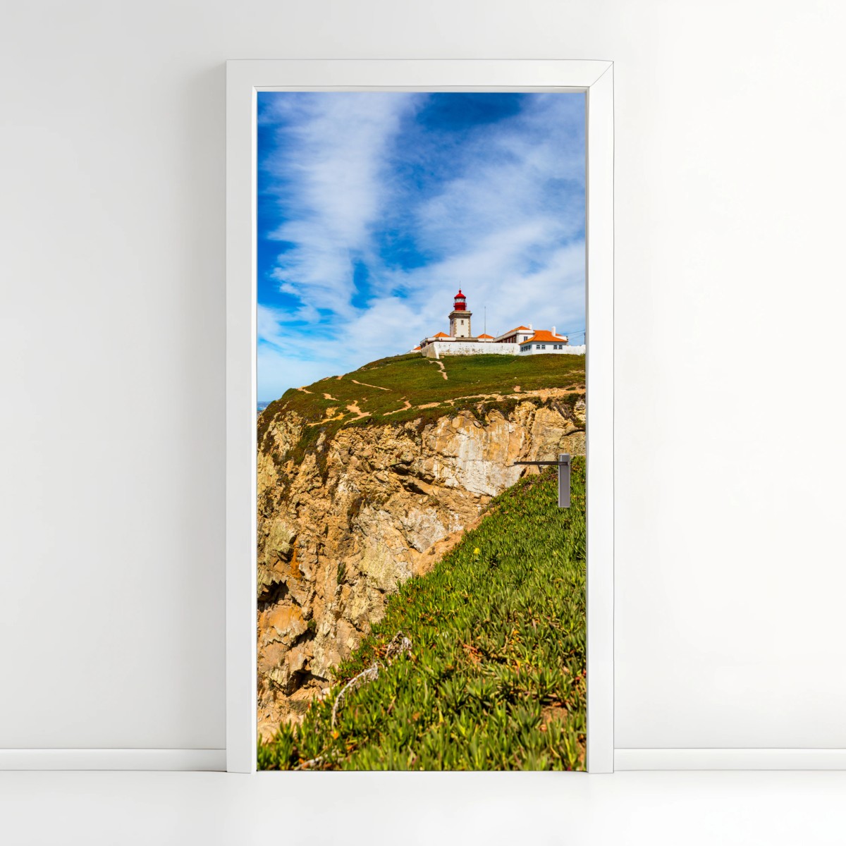 Türaufkleber leuchtturm auf den klippen von Cabo da Roca – Pixers®