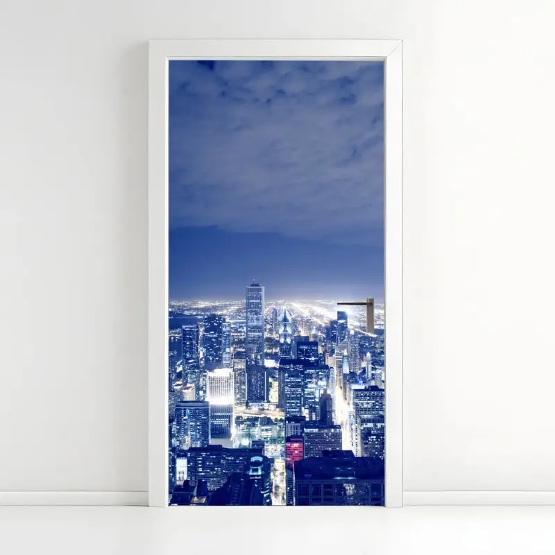 Türaufkleber Chicago nächtliche skyline panorama