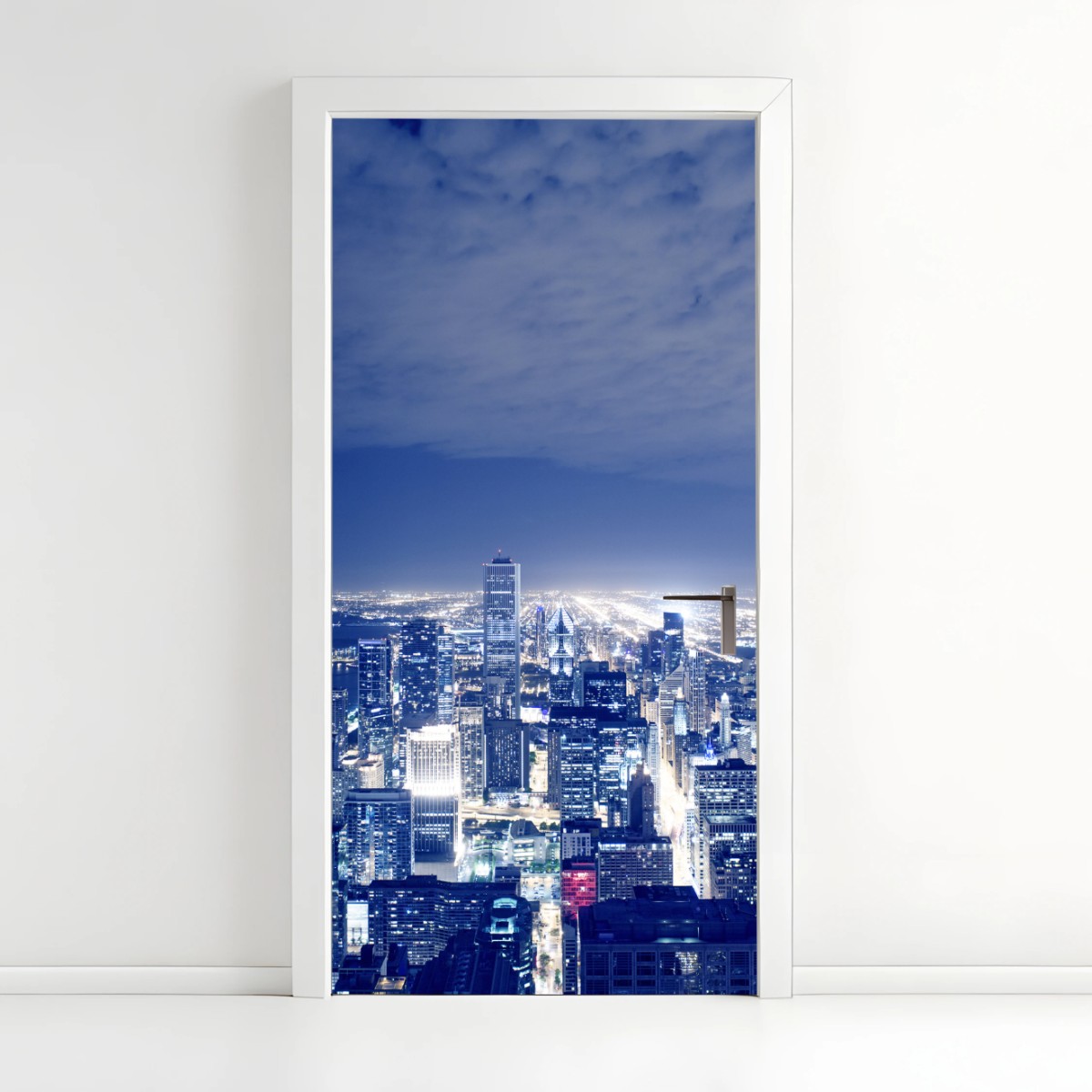 Türaufkleber Chicago nächtliche skyline panorama – Pixers®
