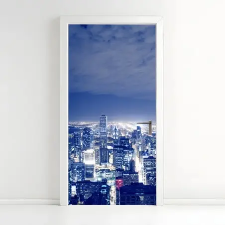 Türaufkleber Chicago nächtliche skyline panorama – Pixers®