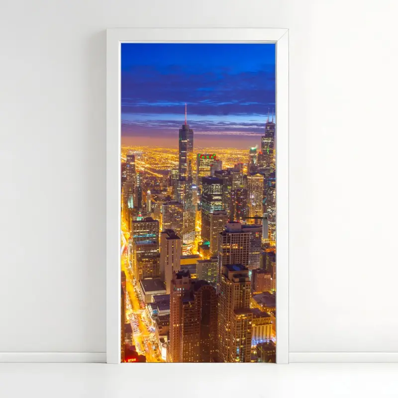 Türaufkleber Chicago nächtliche skyline panorama