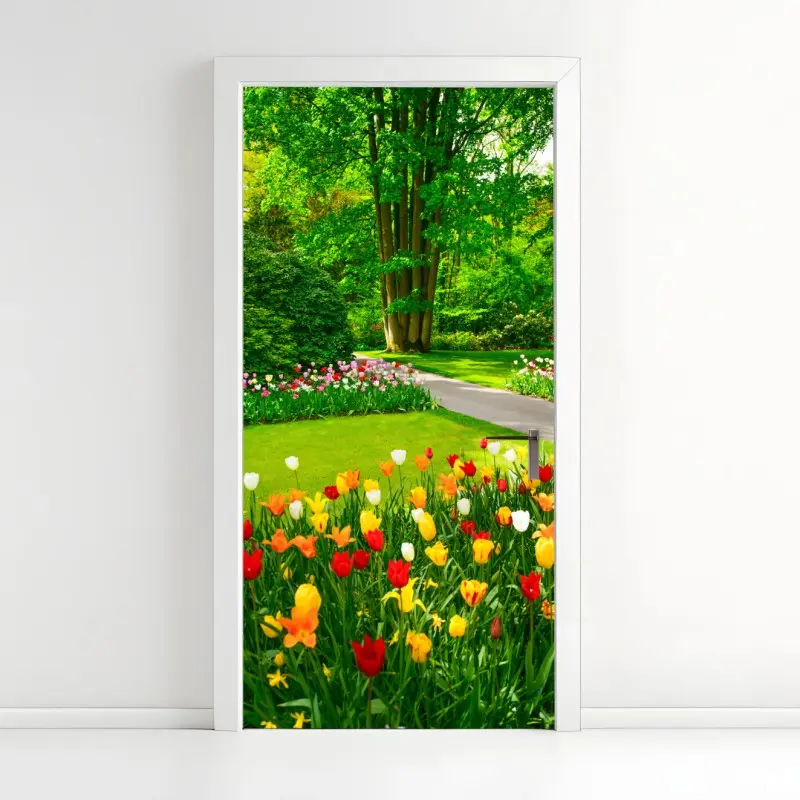 Türaufkleber lebendiger tulpengarten in Keukenhof