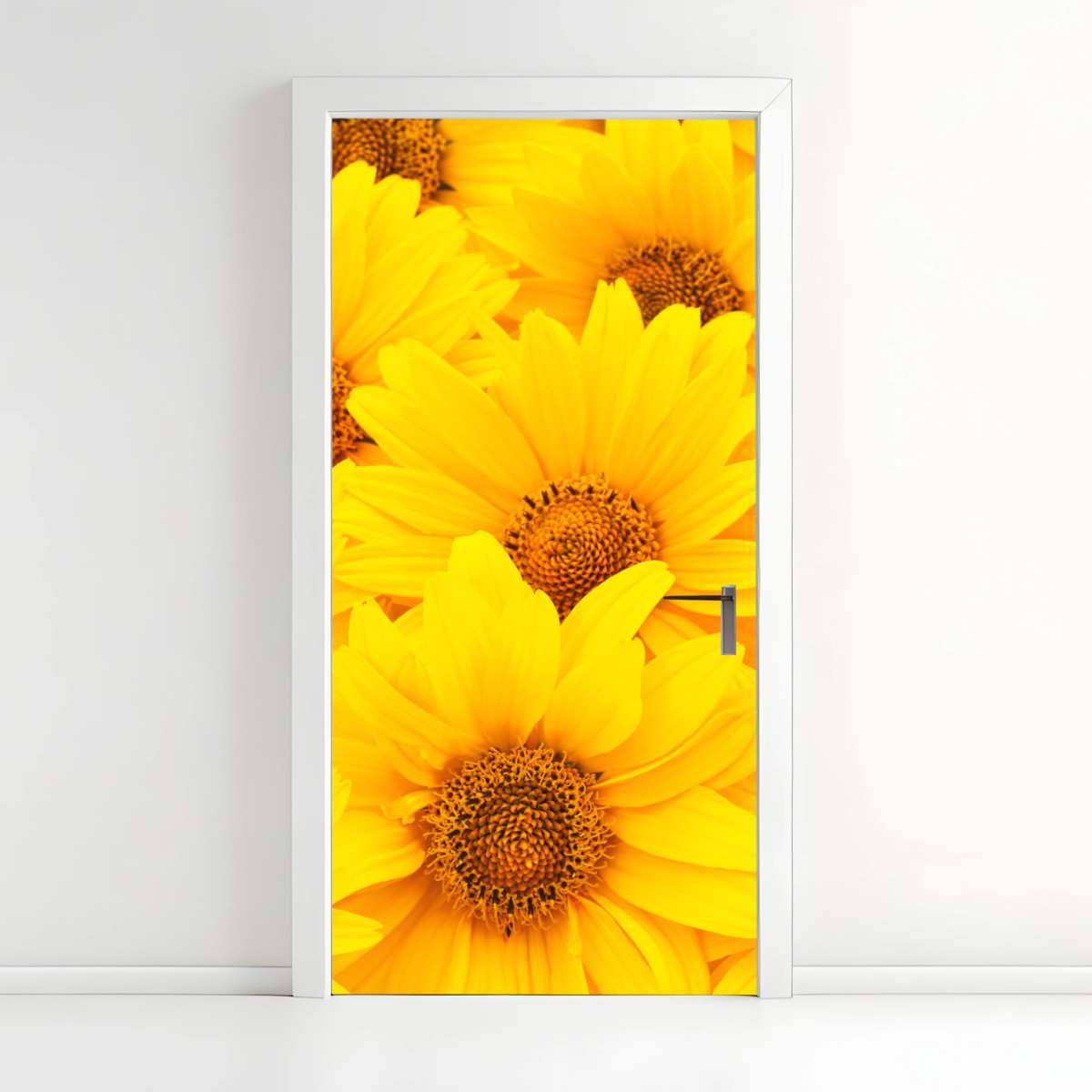Türaufkleber leuchtende gelbe sonnenblumen in nahaufnahme – Pixers®