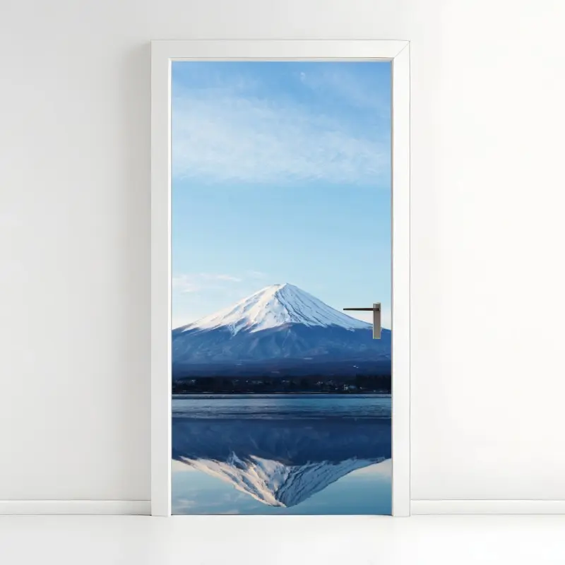 Türaufkleber berg Fuji spiegelung im see