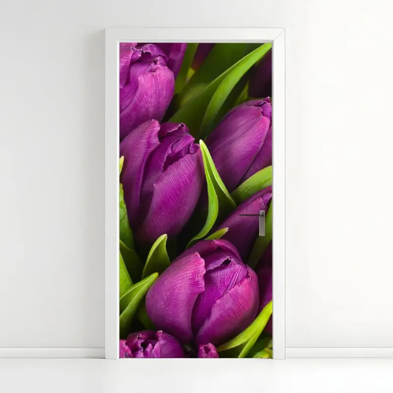 Türaufkleber lila tulpen im bukett