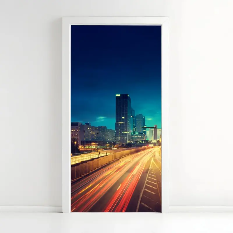 Türaufkleber La Défense skyline bei dämmerung