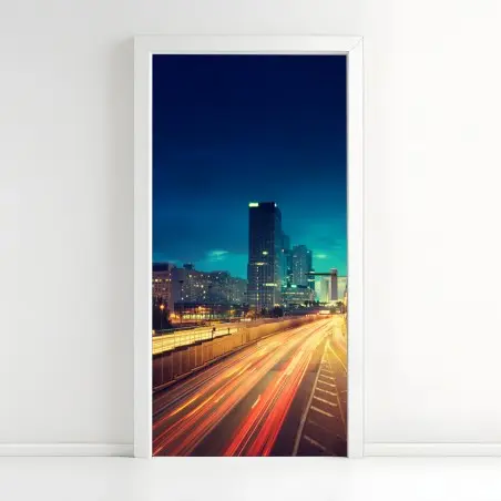Türaufkleber La Défense skyline bei dämmerung – Pixers®
