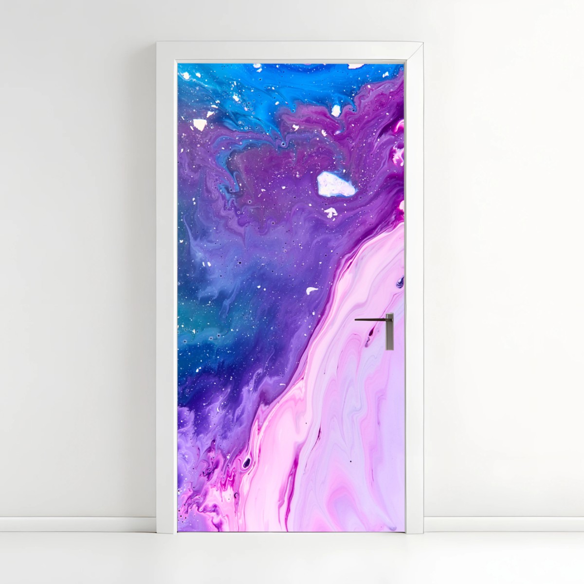 Türaufkleber lebendige blau-violette abstrakte acrylmalerei – Pixers®
