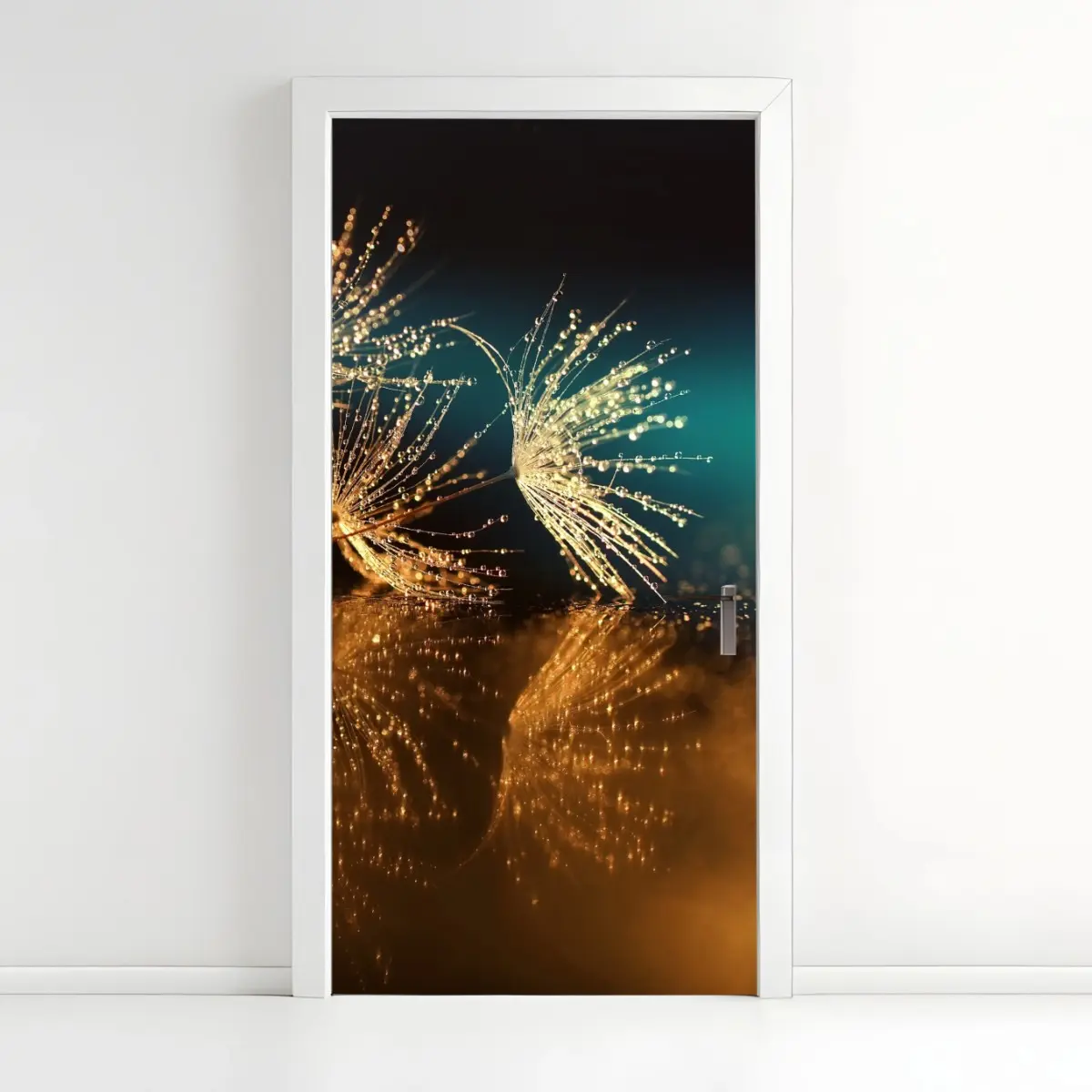 Türaufkleber goldene reflexion von löwenzahnsamen – Pixers®