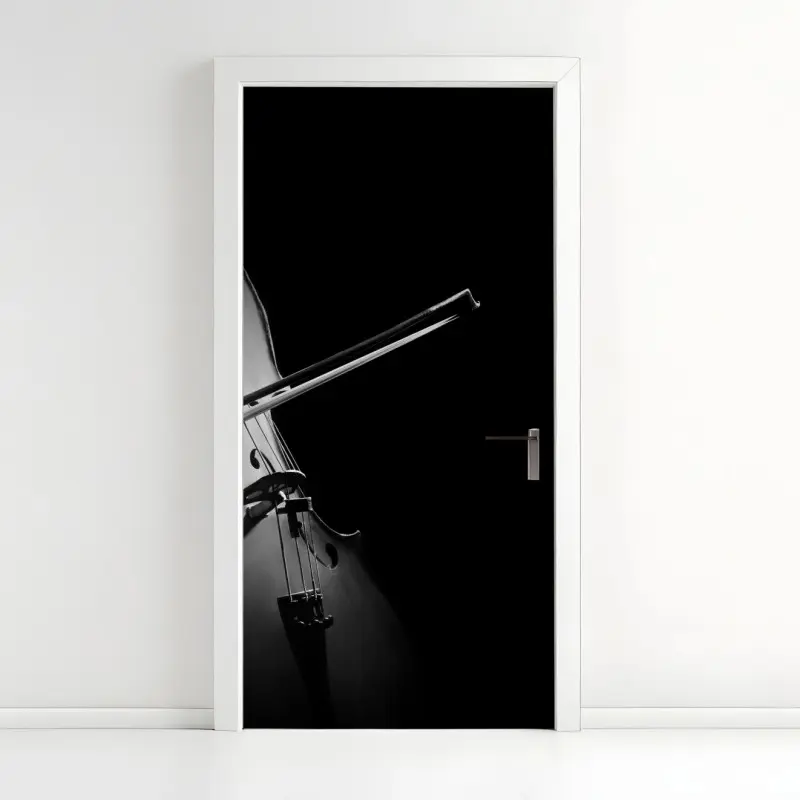 Türaufkleber elegantes cello in monochrom