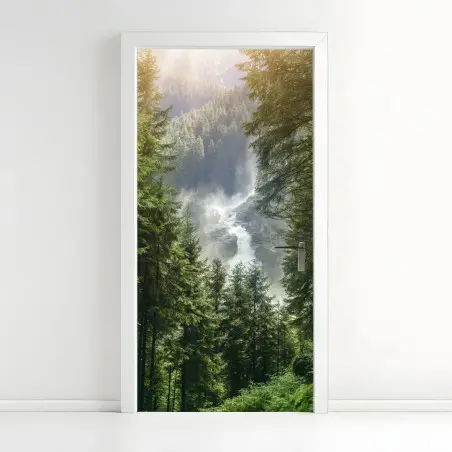 Türaufkleber Krimml wasserfall im üppigen alpinen wald – Pixers®