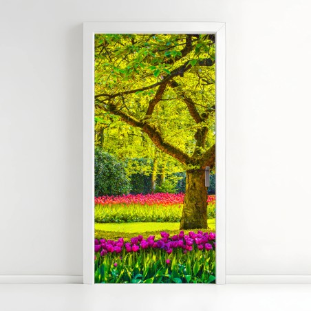 Türaufkleber bunter tulpengarten in Keukenhof – Pixers®