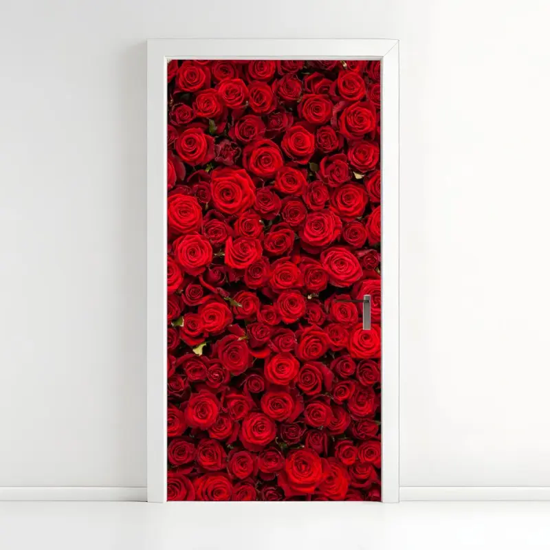 Türaufkleber endlose wand aus roten rosen