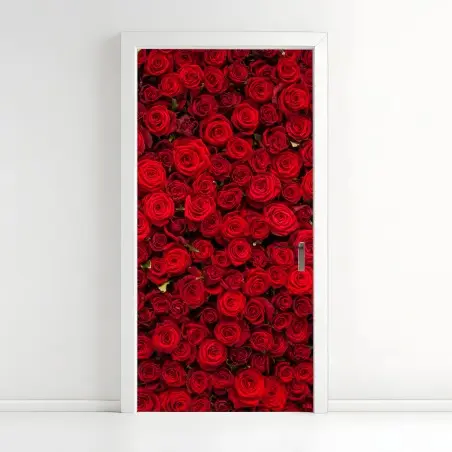 Türaufkleber endlose wand aus roten rosen – Pixers®