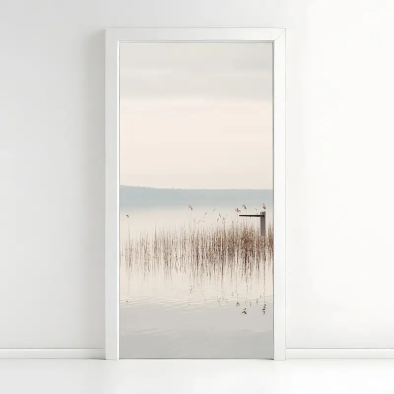 Türaufkleber ruhige schilfzone am see