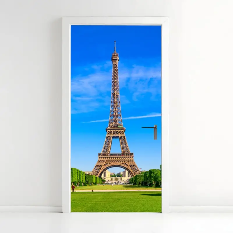 Türaufkleber Eiffelturm am Champ de Mars, lebendige pariser skyline