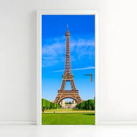 Türaufkleber Eiffelturm am Champ de Mars, lebendige pariser skyline – Pixers®