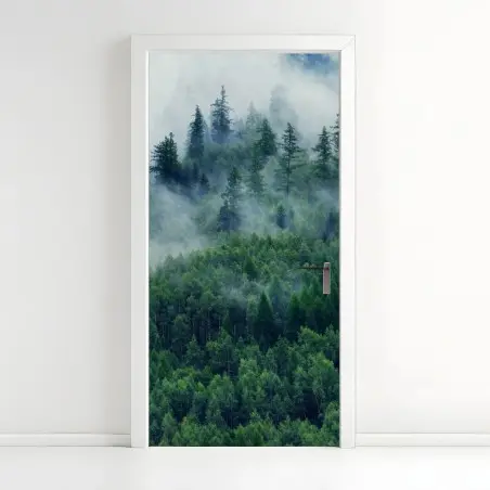 Türaufkleber nebliger grüner wald – Pixers®
