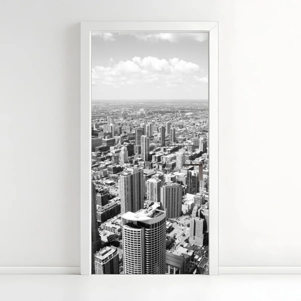 Türaufkleber Chicago skyline in graustufen – Pixers®