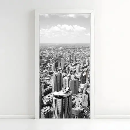 Türaufkleber Chicago skyline in graustufen – Pixers®