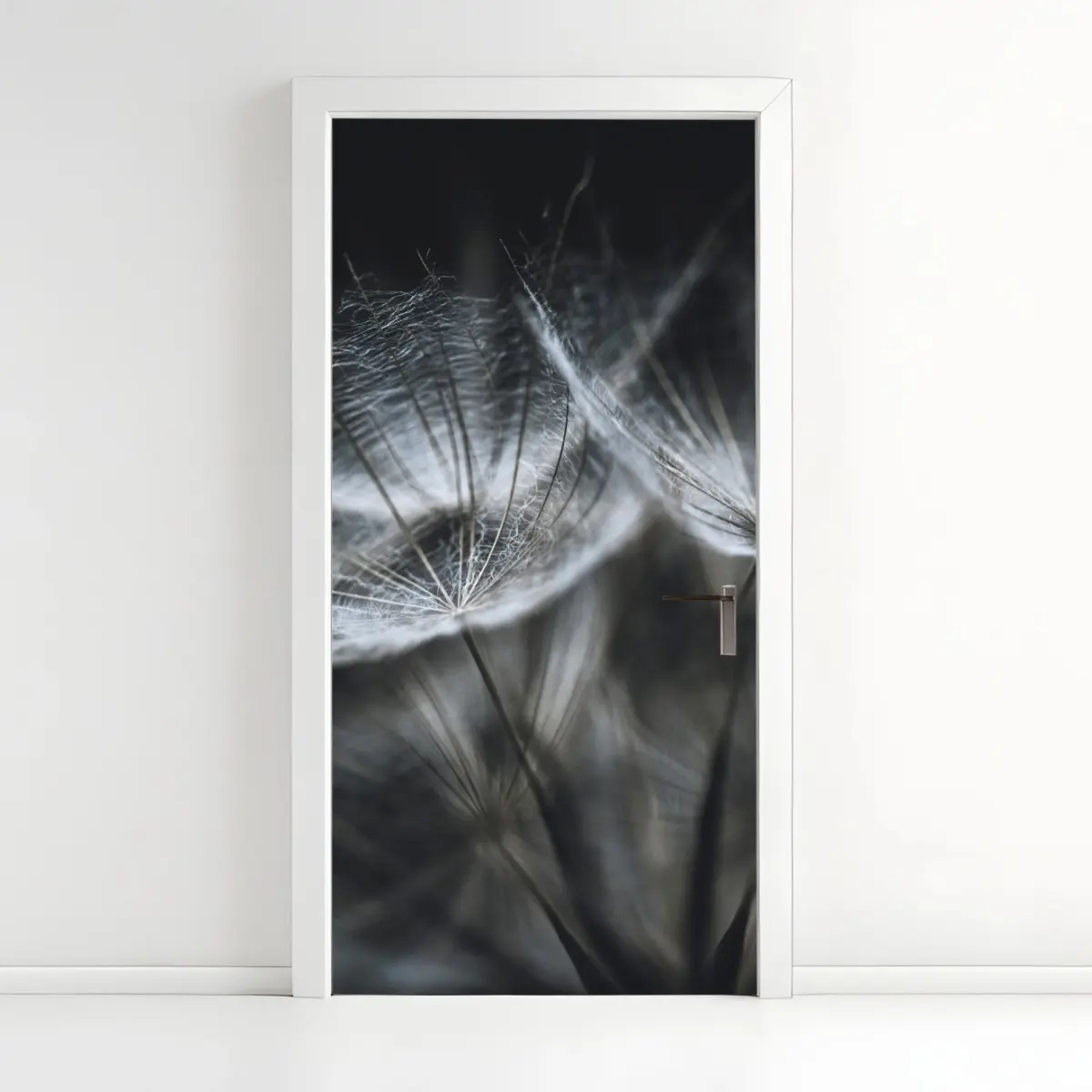 Türaufkleber zarte löwenzahnsamen in monochrom – Pixers®