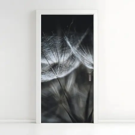 Türaufkleber zarte löwenzahnsamen in monochrom – Pixers®
