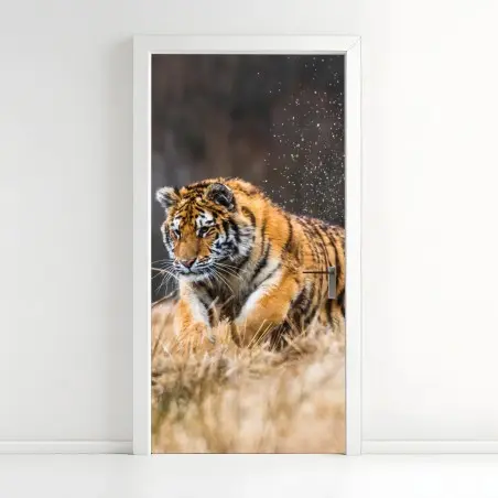 Türaufkleber sibirischer tiger in bewegung – Pixers®