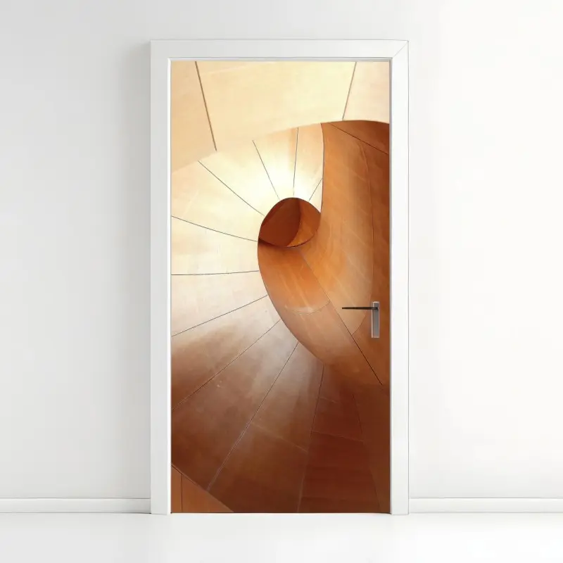 Türaufkleber warme holzspirale