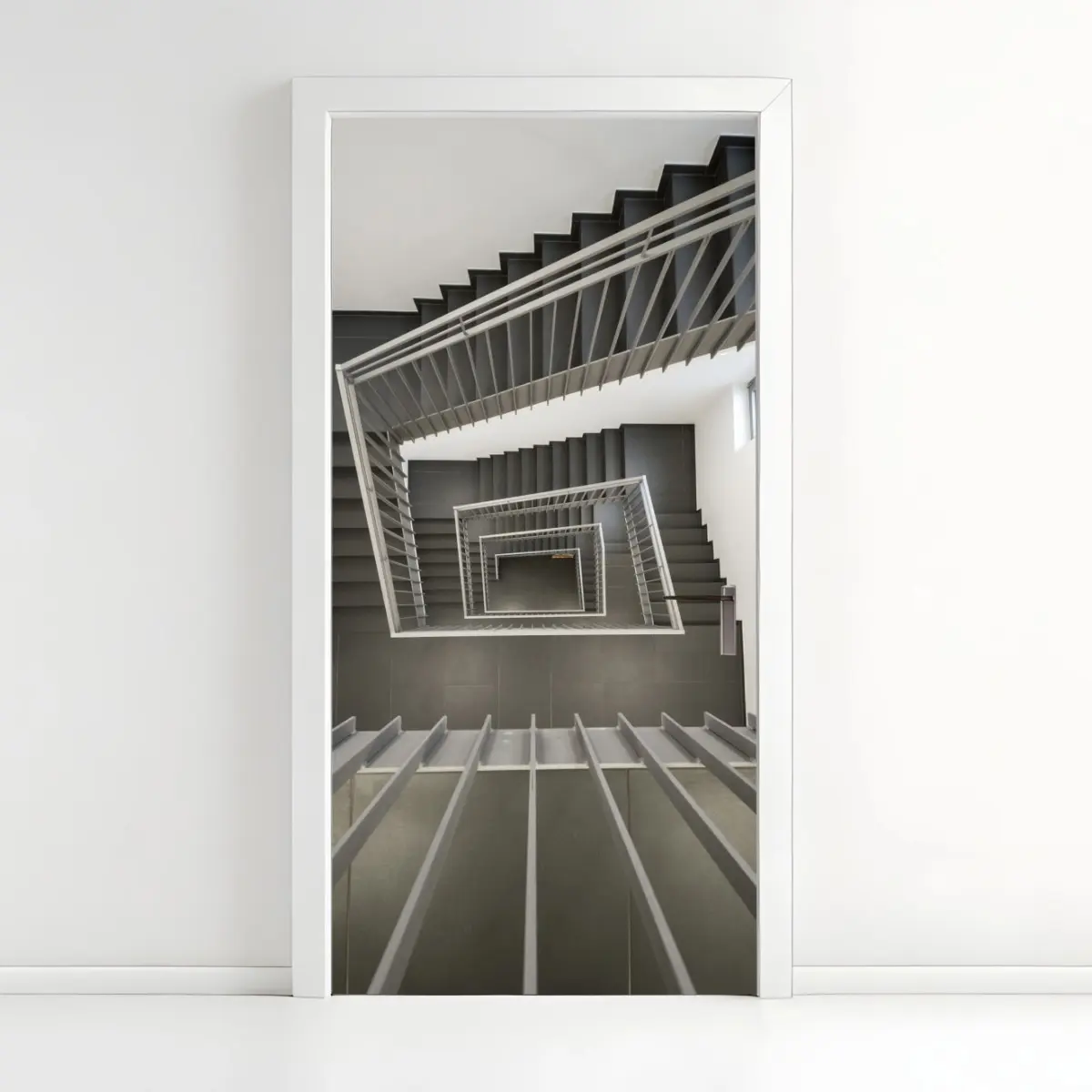 Türaufkleber geometrisches treppenhaus in perspektive – Pixers®