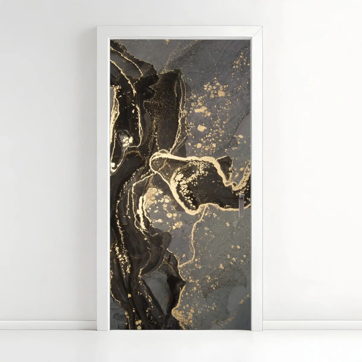 Türaufkleber luxuriöser schwarz-goldener marmor abstrakt – Pixers®