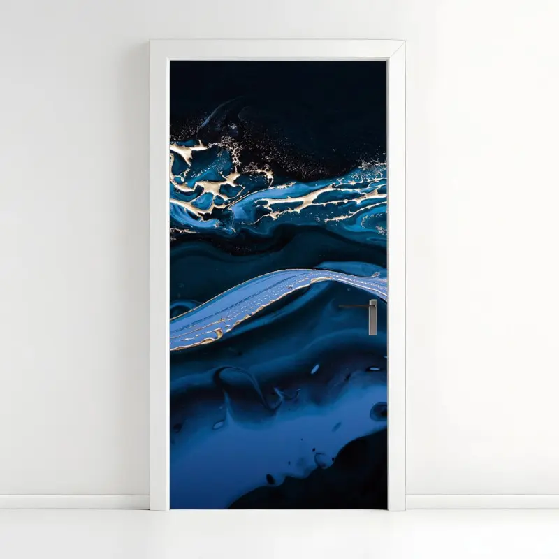 Türaufkleber marineblaue und goldene abstraktion