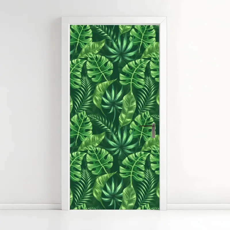Türaufkleber tropisches monstera blattmuster