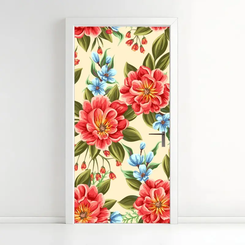 Türaufkleber lebhaftes aquarell blumenmuster