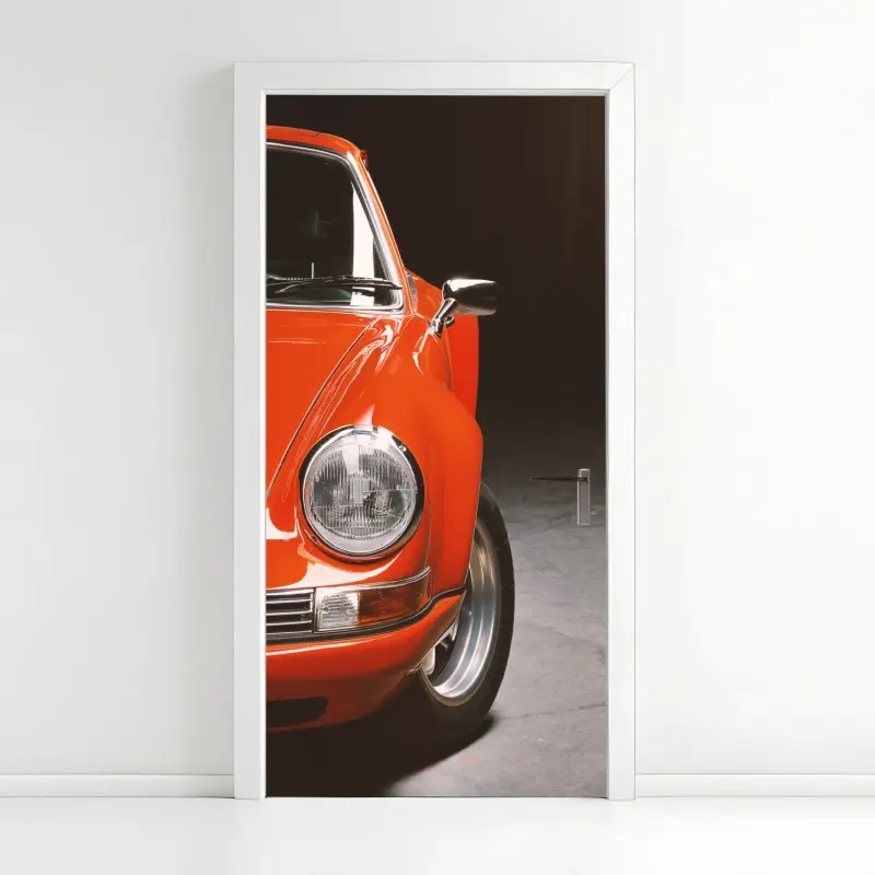 Türaufkleber roter oldtimer sportwagen nahaufnahme
