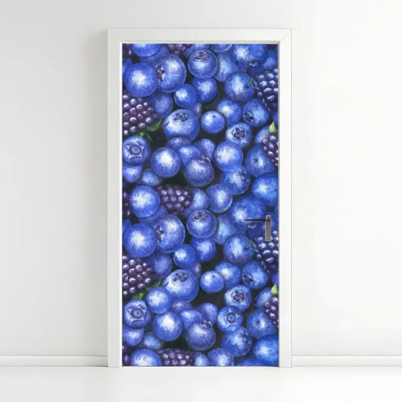 Türaufkleber aquarellmuster mit blaubeeren und brombeeren