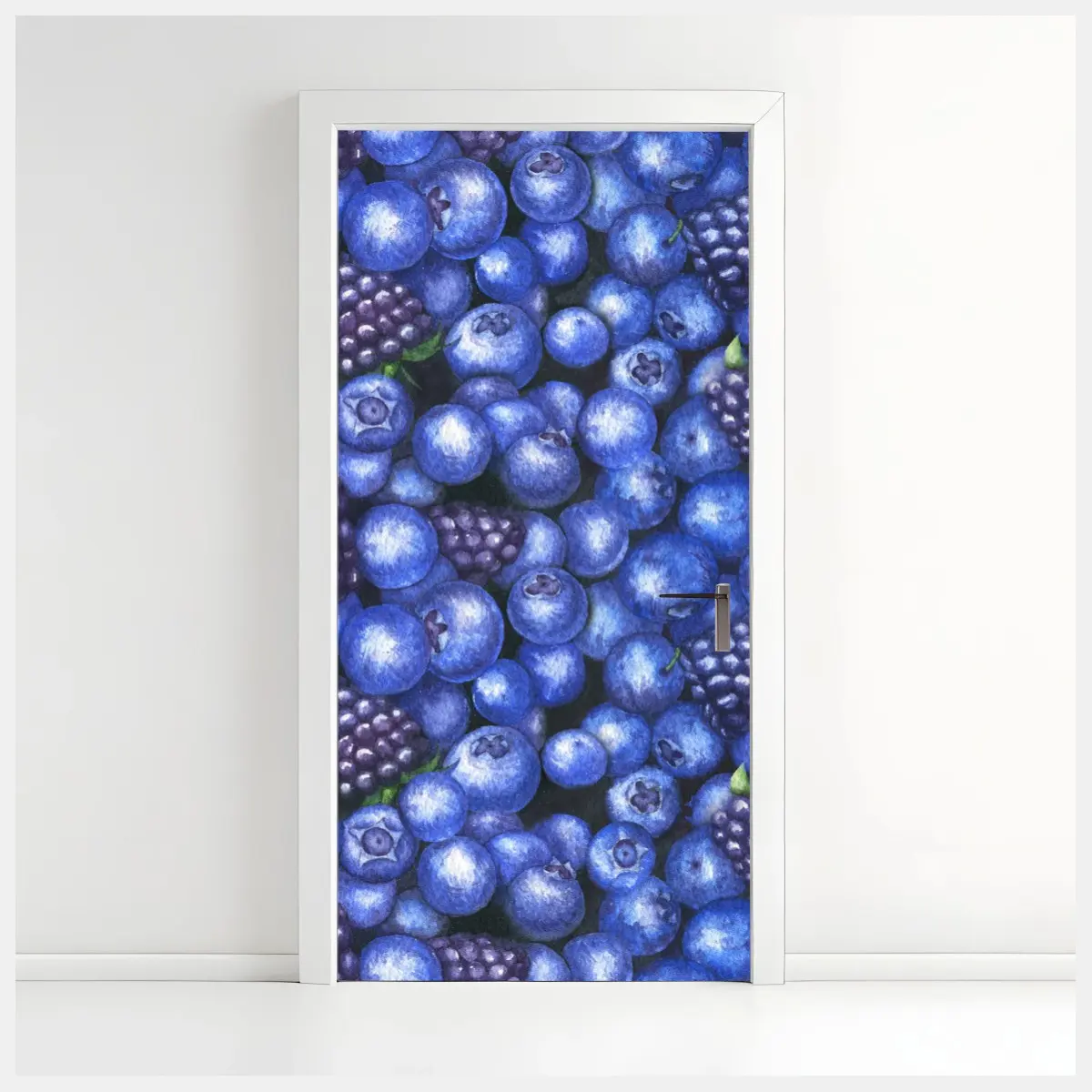 Türaufkleber aquarellmuster mit blaubeeren und brombeeren – Pixers®