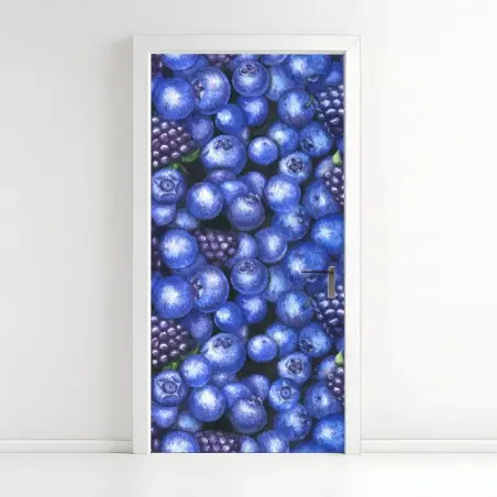 Türaufkleber aquarellmuster mit blaubeeren und brombeeren – Pixers®