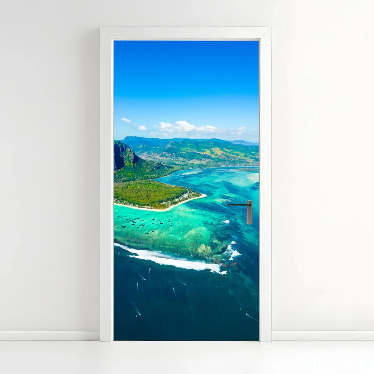 Türaufkleber Le Morne panorama der türkislagune – Pixers®