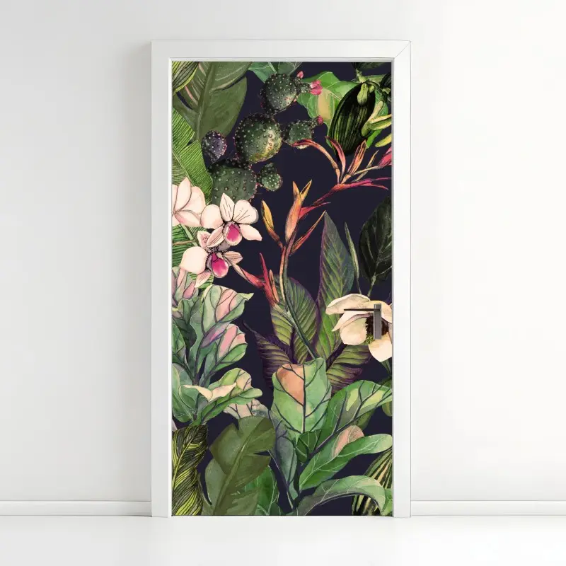 Türaufkleber tropisches aquarell botanikmuster