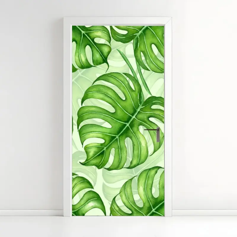 Türaufkleber aquarell monstera blättermuster